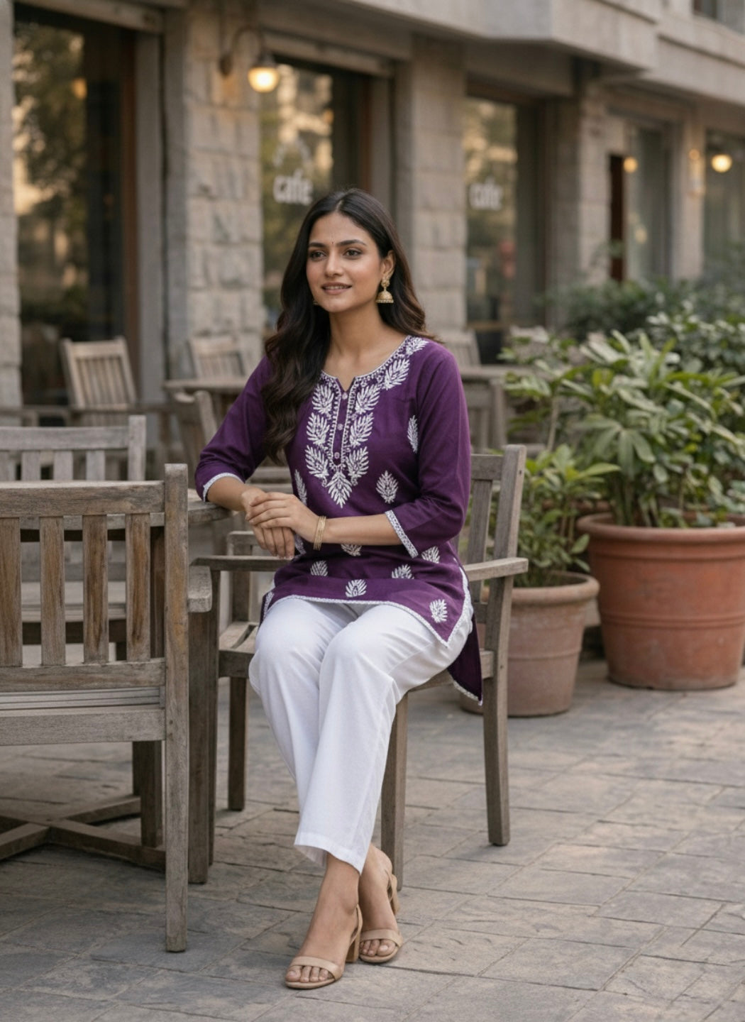 Elegant Purple Printed Kurti for Women – Stylish Ethnic Short Kurti