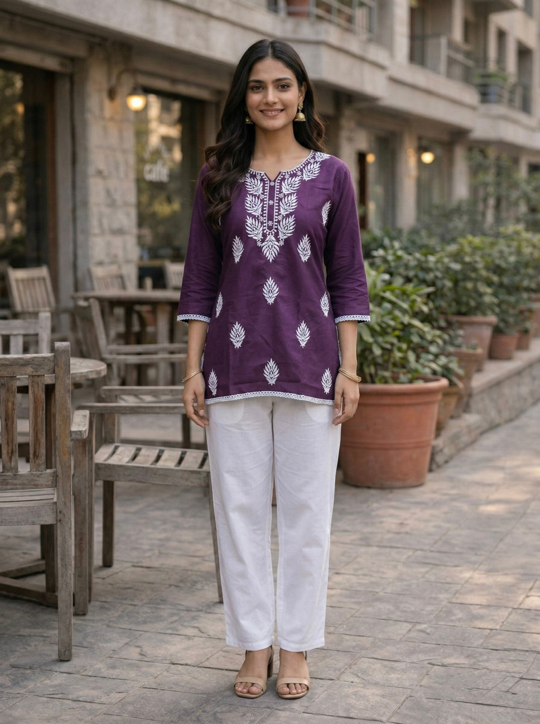 Elegant Purple Printed Kurti for Women – Stylish Ethnic Short Kurti