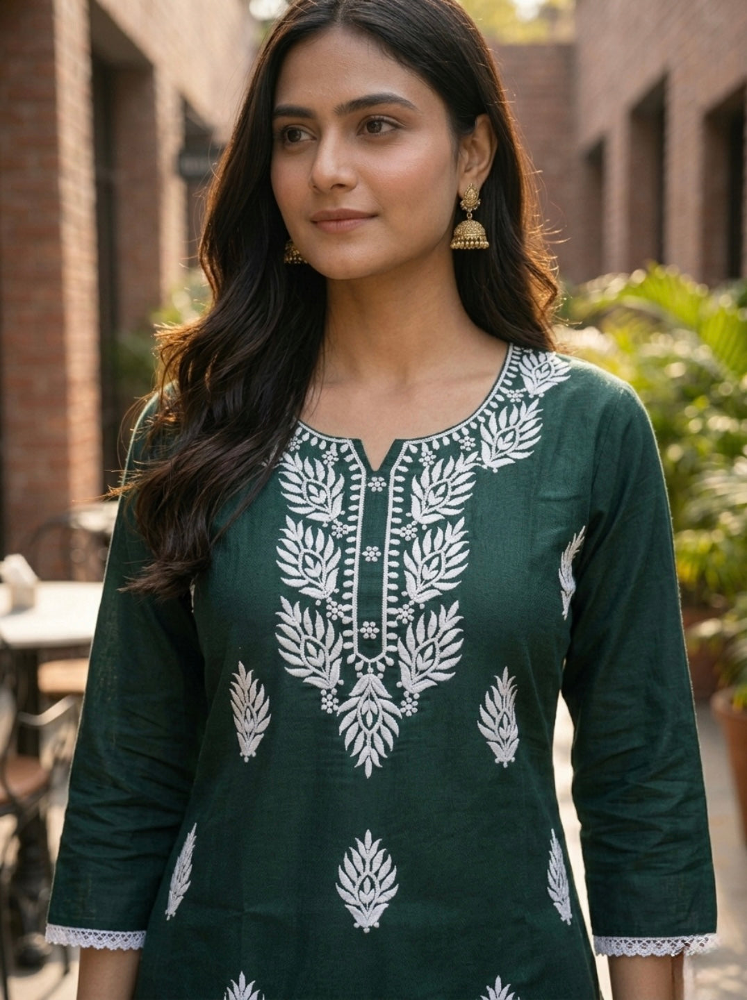 Elegant Dark Green Printed Kurti for Women – Stylish Ethnic Short Kurti