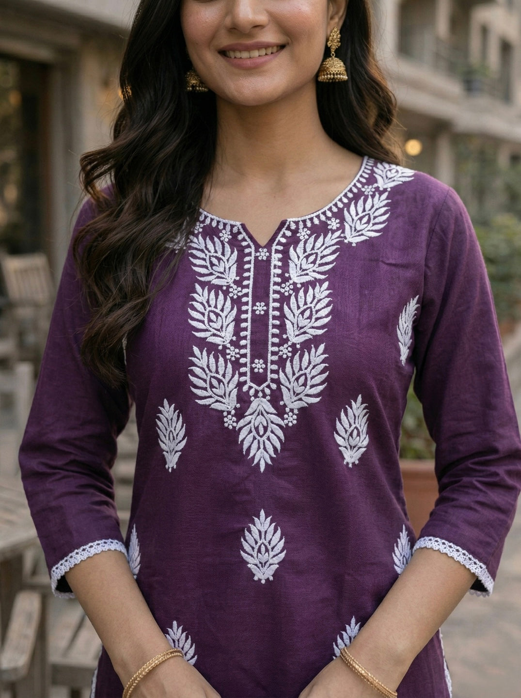 Elegant Purple Printed Kurti for Women – Stylish Ethnic Short Kurti
