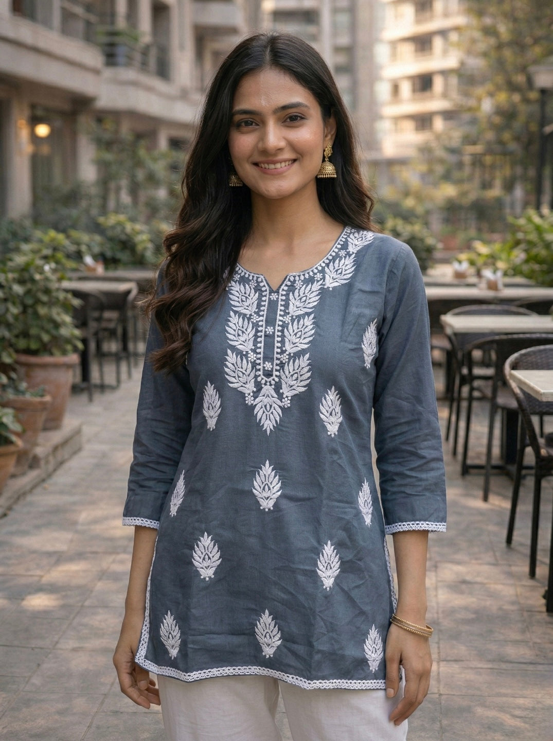 Stylish Grey Printed Kurti for Women – traditional Ethnic Casual Kurti