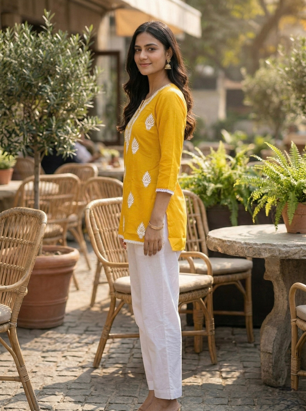 Stylish Mustard Printed Kurti for Women – Elegant Ethnic Short Kurti