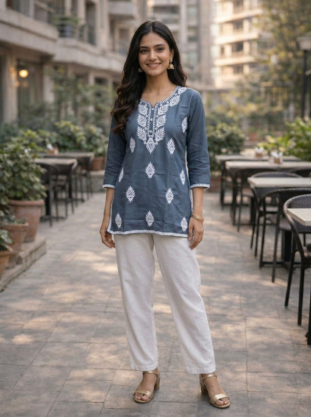 Stylish Grey Printed Kurti for Women – traditional Ethnic Casual Kurti