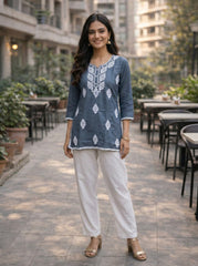 Stylish Grey Printed Kurti for Women – traditional Ethnic Casual Kurti