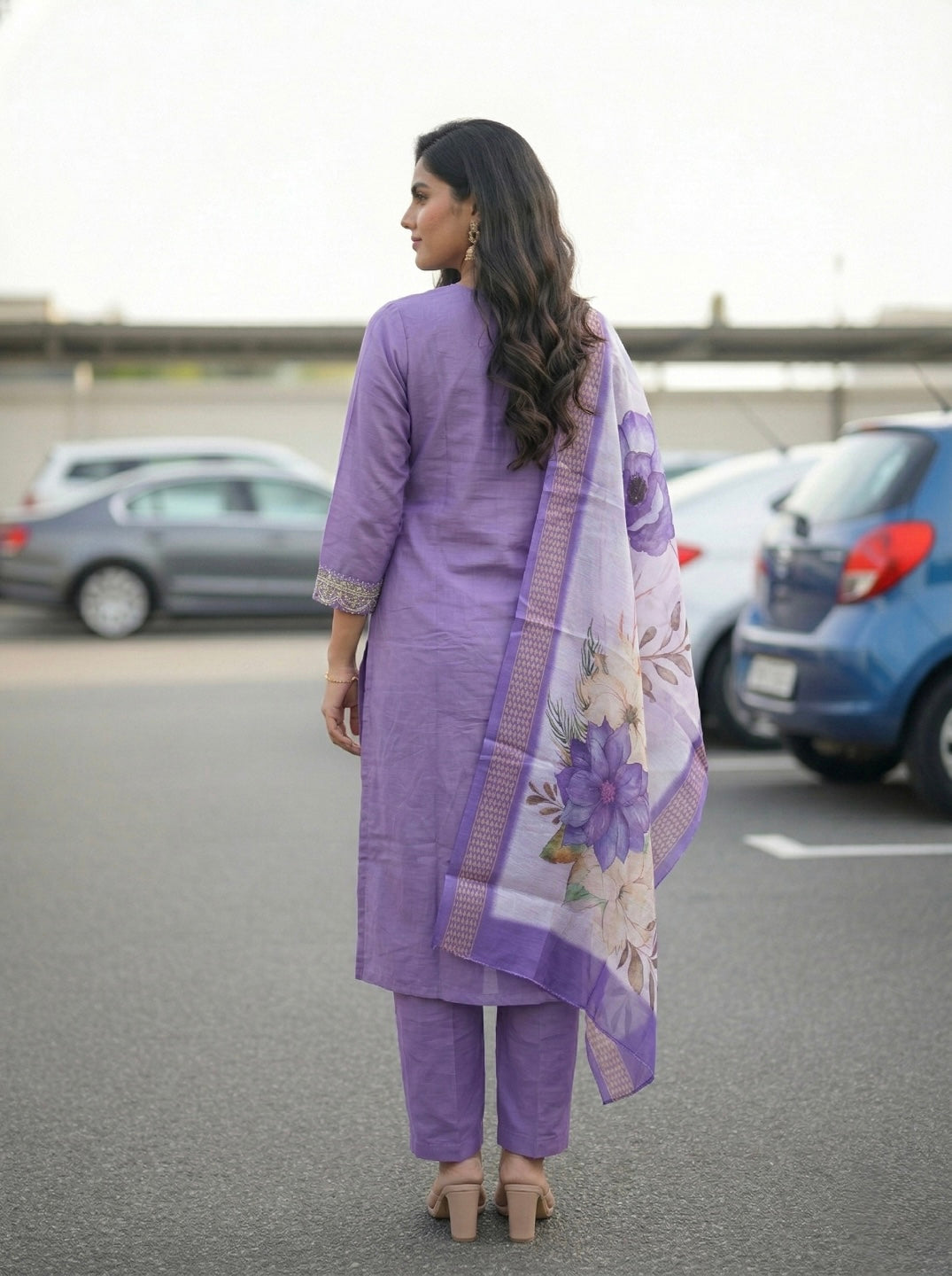 Women's Wine Purple Embroidered Kurta Set with Designer Chanderi Dupatta – Festive Ethnic Wear