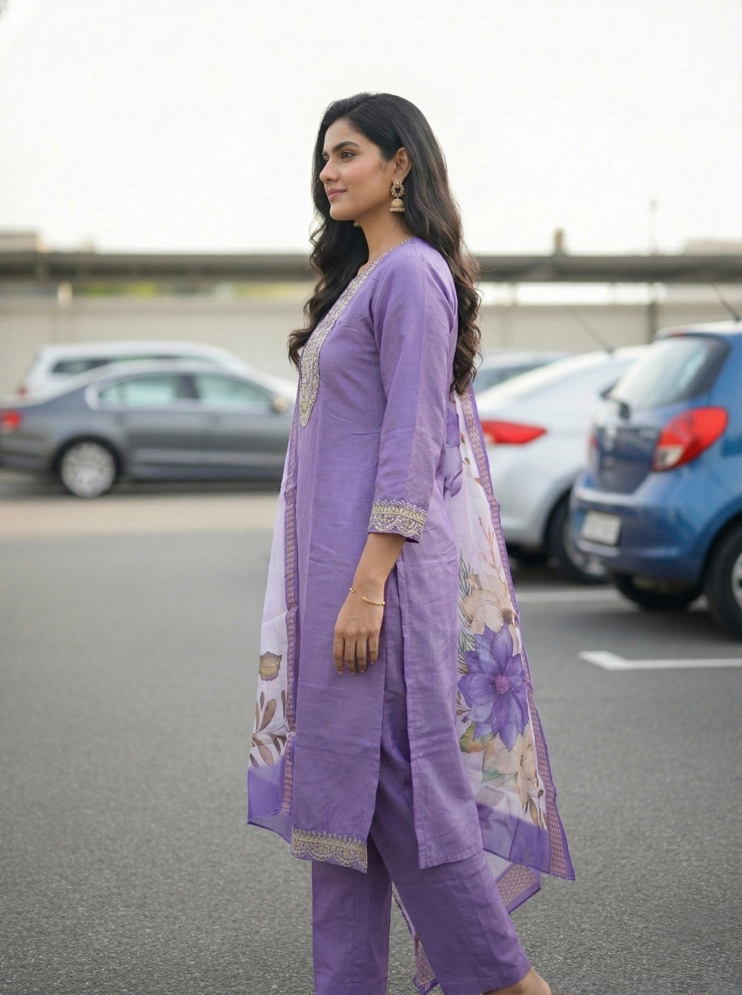 Women's Wine Purple Embroidered Kurta Set with Designer Chanderi Dupatta – Festive Ethnic Wear