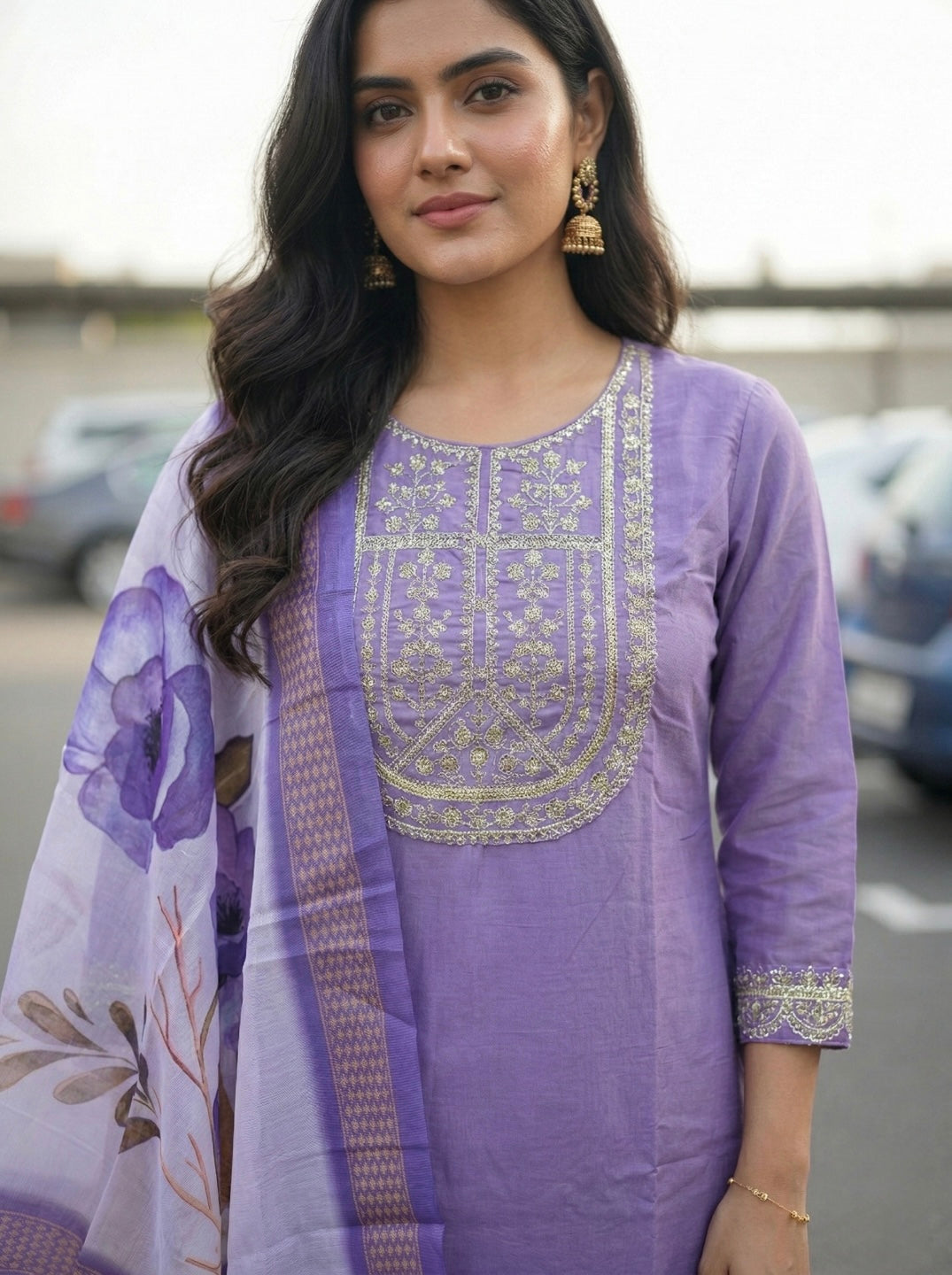 Women's Wine Purple Embroidered Kurta Set with Designer Chanderi Dupatta – Festive Ethnic Wear