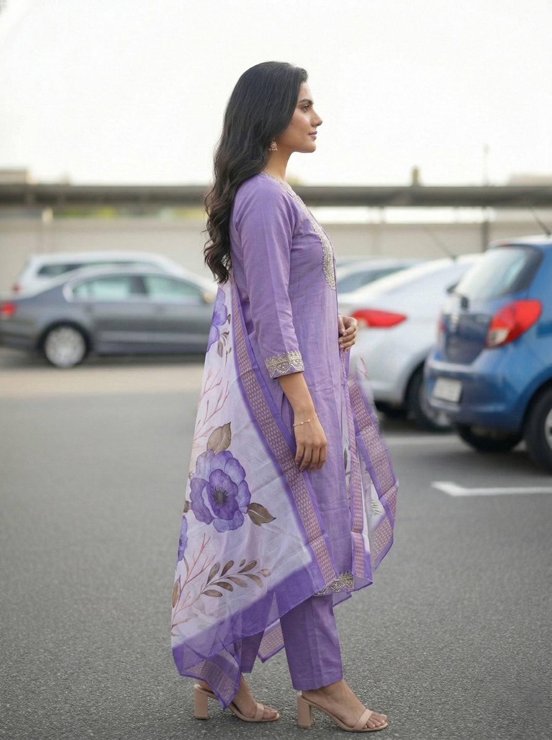 Women's Wine Purple Embroidered Kurta Set with Designer Chanderi Dupatta – Festive Ethnic Wear