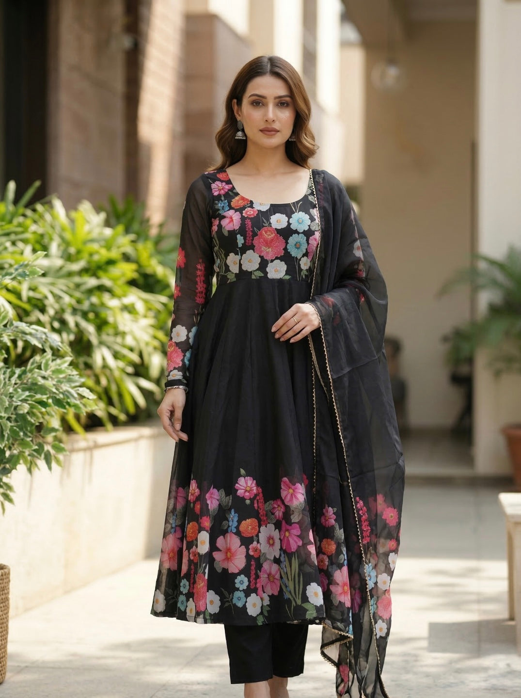 Floral Organza Silk Kurta Set for Women | Premium Party Wear 3 Piece Designer Suit