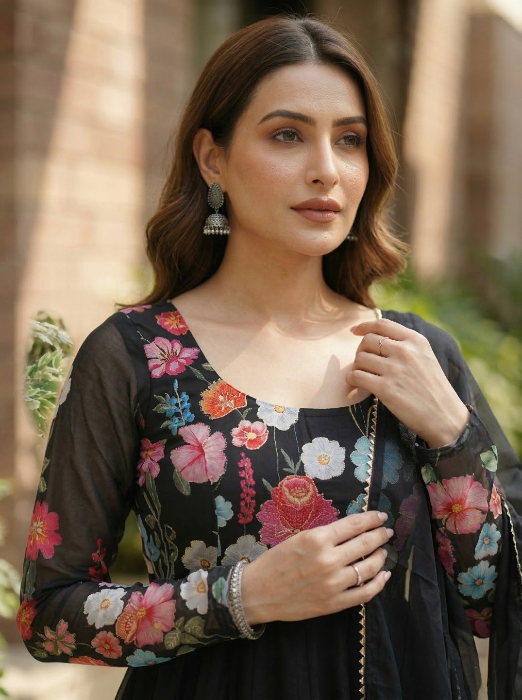 Floral Organza Silk Kurta Set for Women | Elegant Designer 3 Piece Ethnic Wear