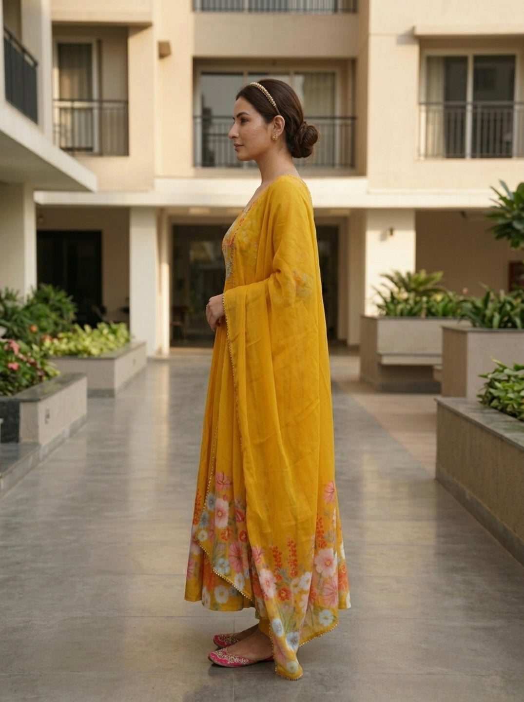 Floral Organza Silk Kurta Set for Women | Premium Party Wear 3 Piece Designer Suit