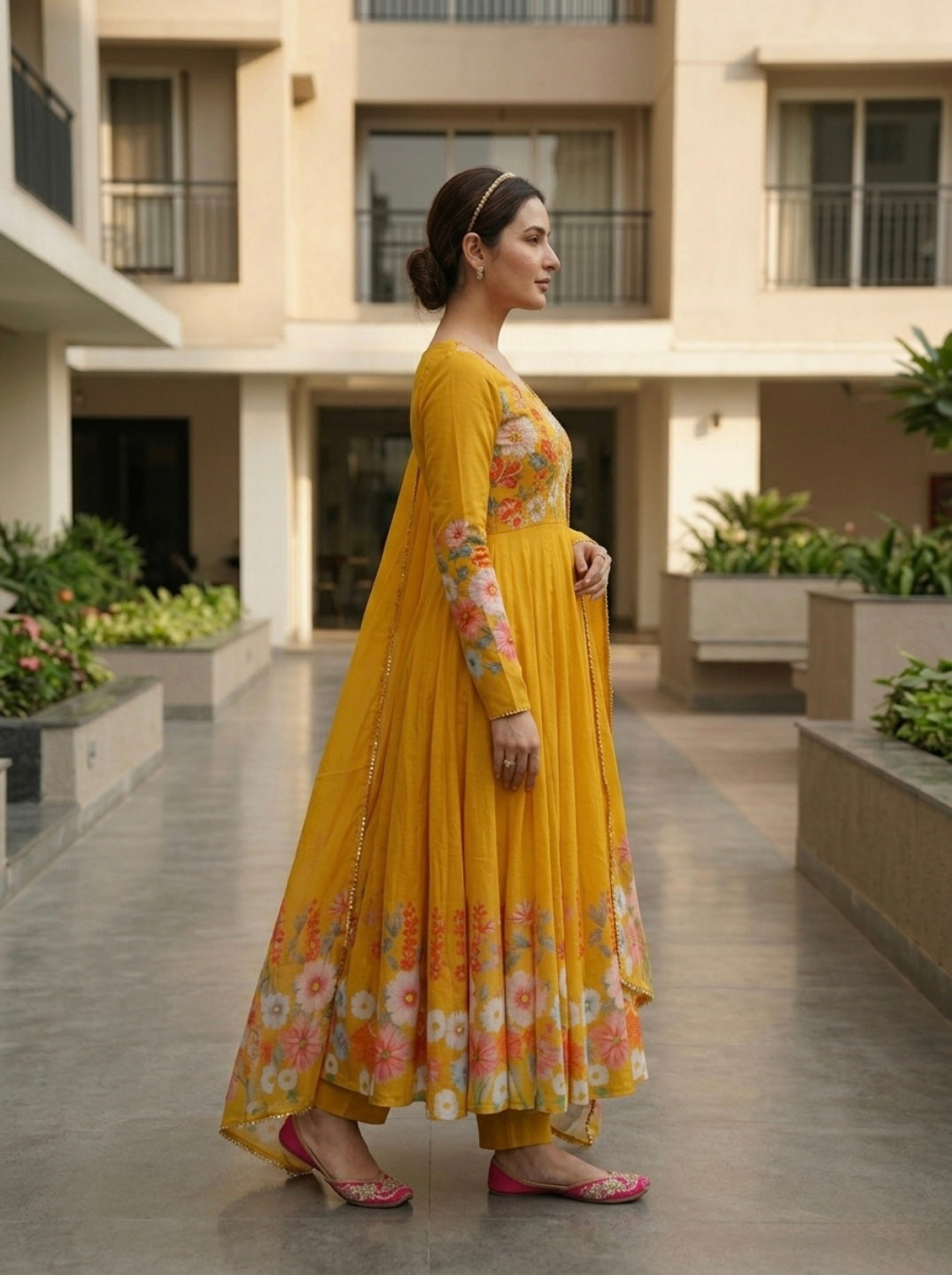 Floral Organza Silk Kurta Set for Women | Elegant Designer 3 Piece Ethnic Wear