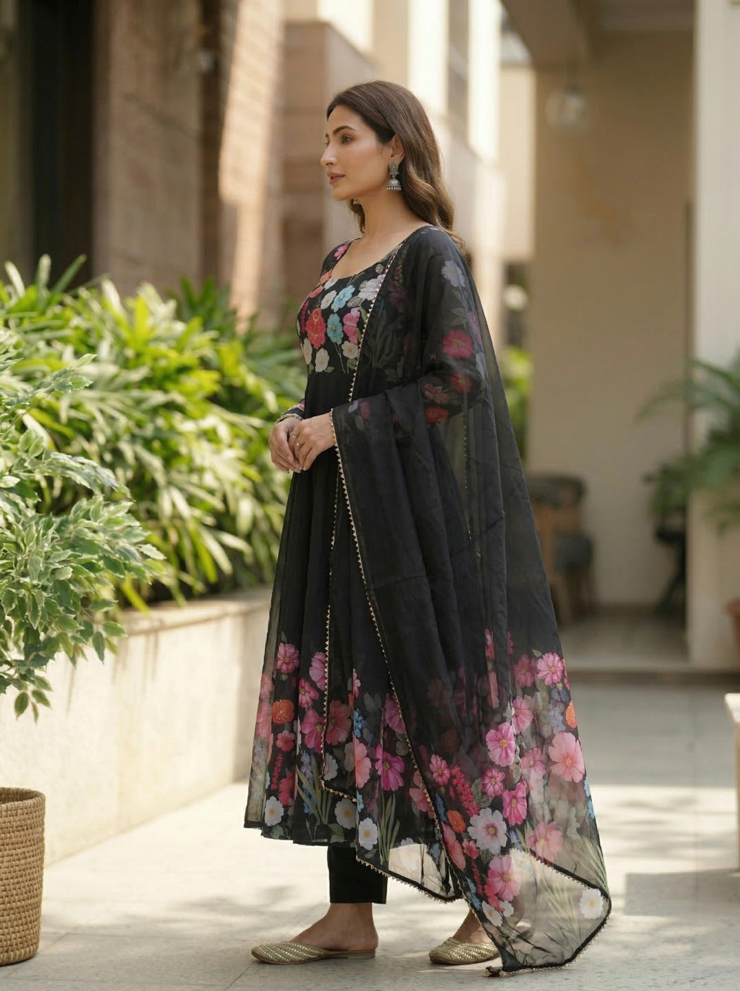 Floral Organza Silk Kurta Set for Women | Elegant Designer 3 Piece Ethnic Wear