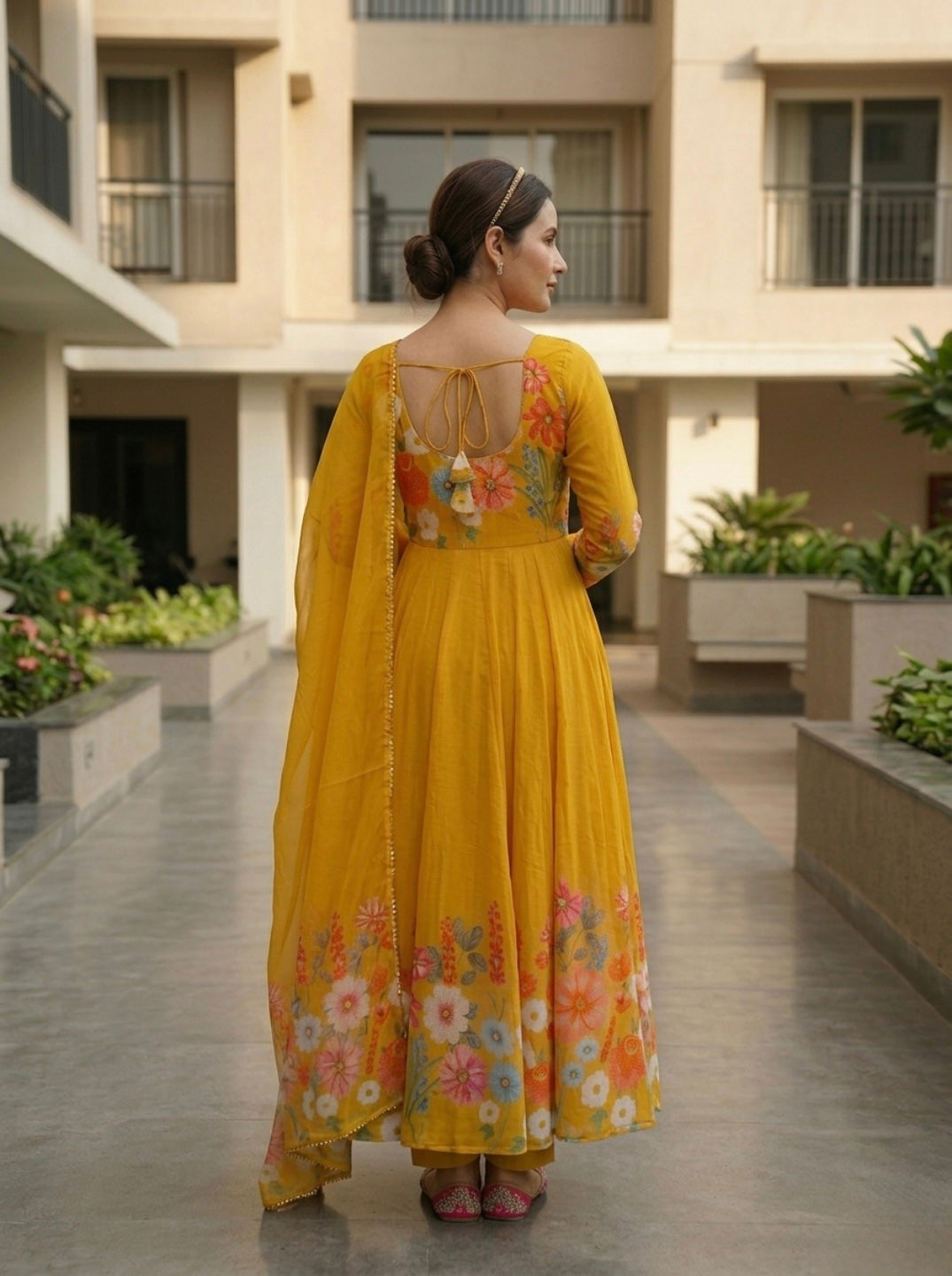 Floral Organza Silk Kurta Set for Women | Elegant Designer 3 Piece Ethnic Wear