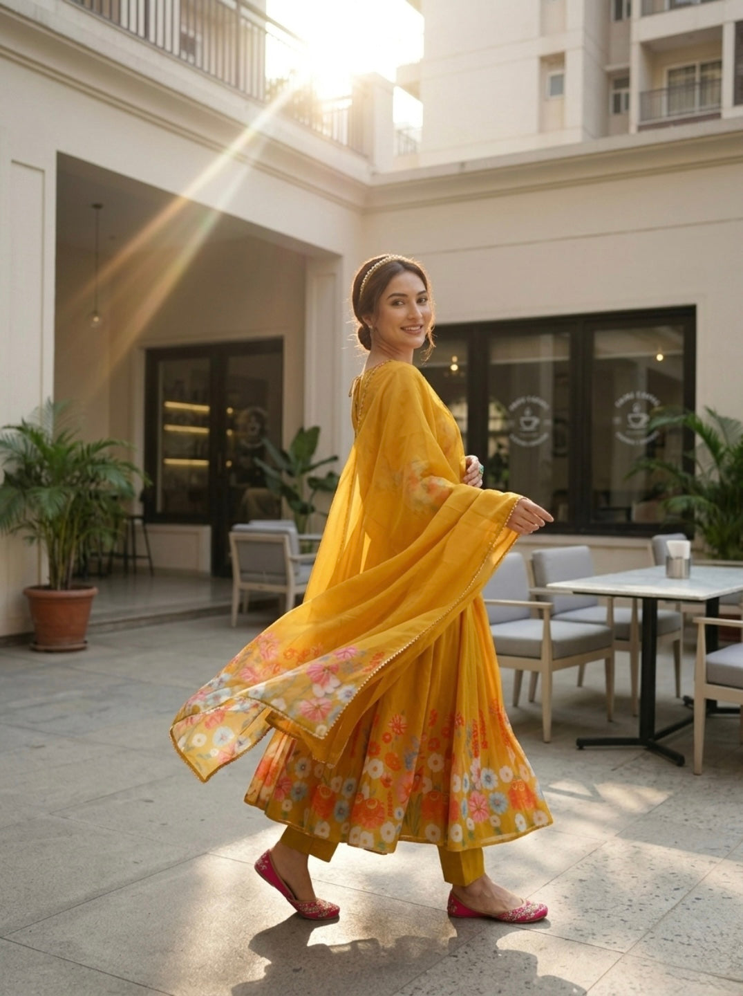 Floral Organza Silk Kurta Set for Women | Elegant Designer 3 Piece Ethnic Wear