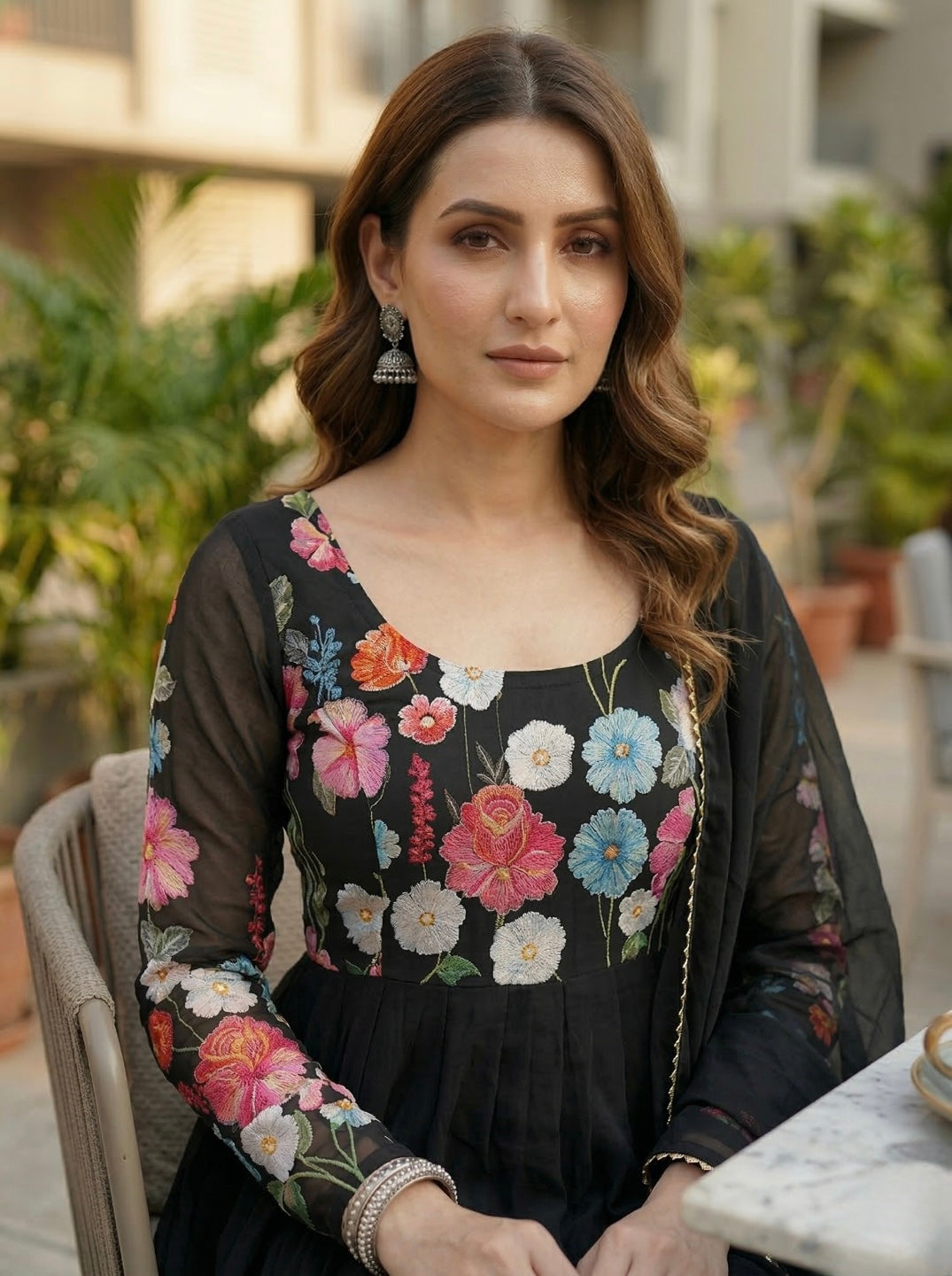 Floral Organza Silk Kurta Set for Women | Elegant Designer 3 Piece Ethnic Wear