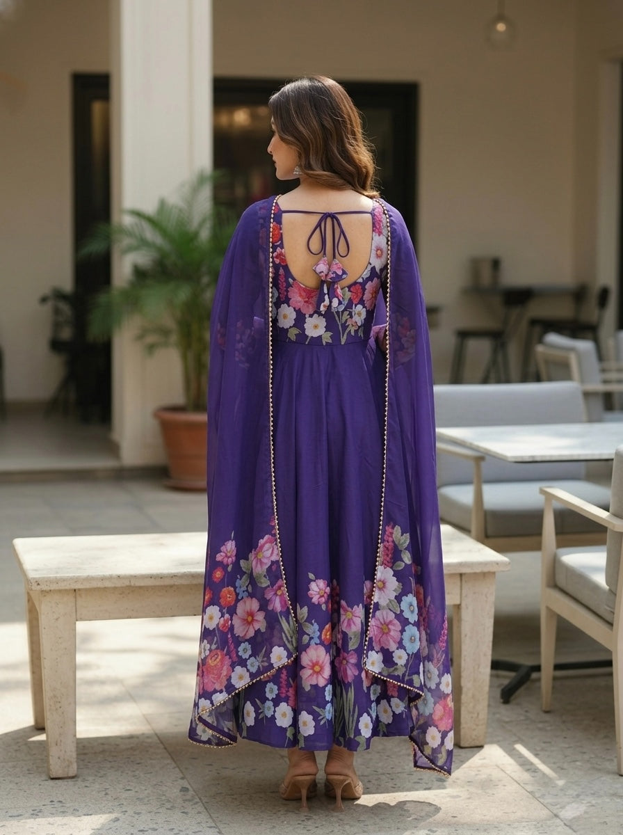 Floral Organza Silk Kurta Set for Women | Elegant Designer 3 Piece Ethnic Wear