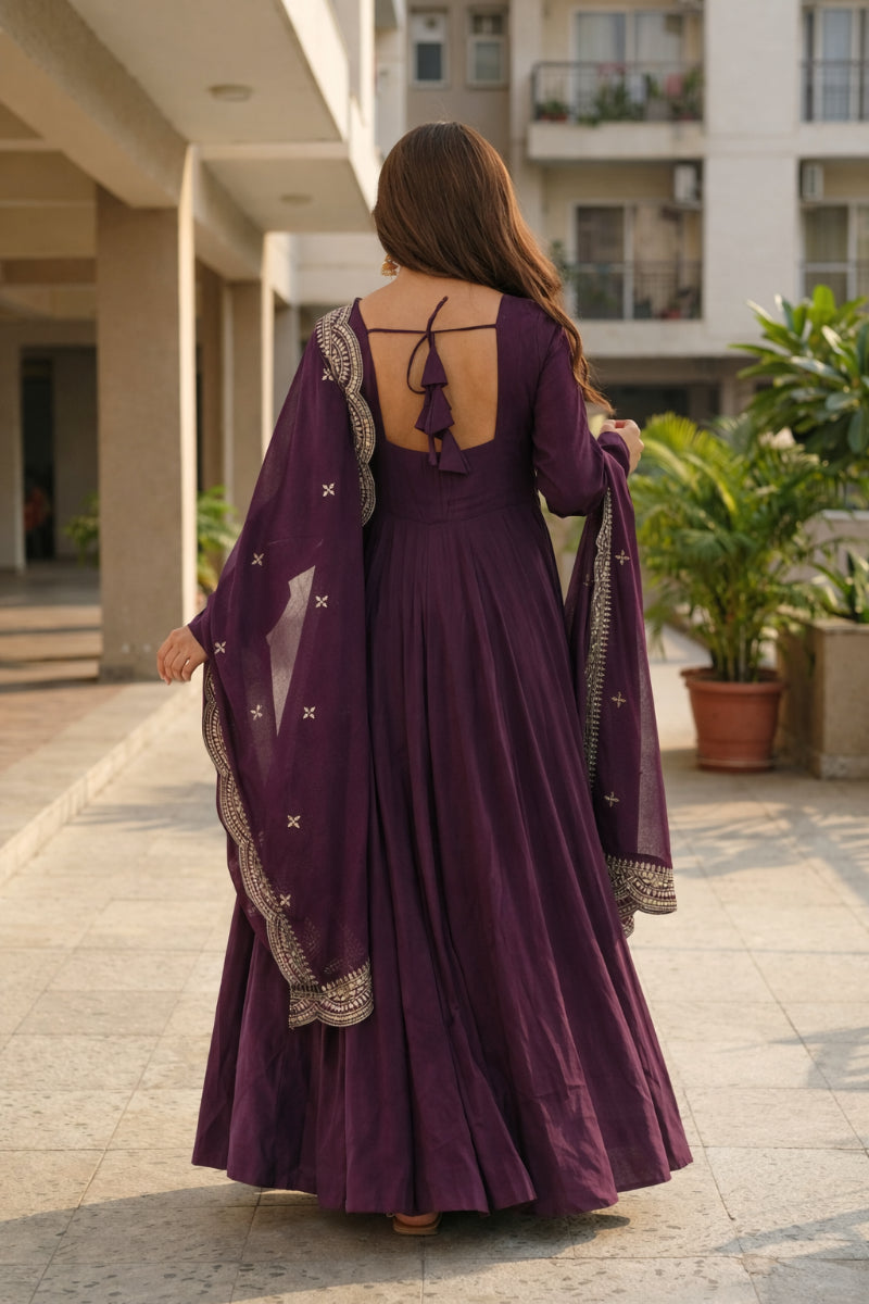 Classic Maroon Chanderi Silk Kurta Set with Embroidered Dupatta | Wedding & Festive Wear for Women