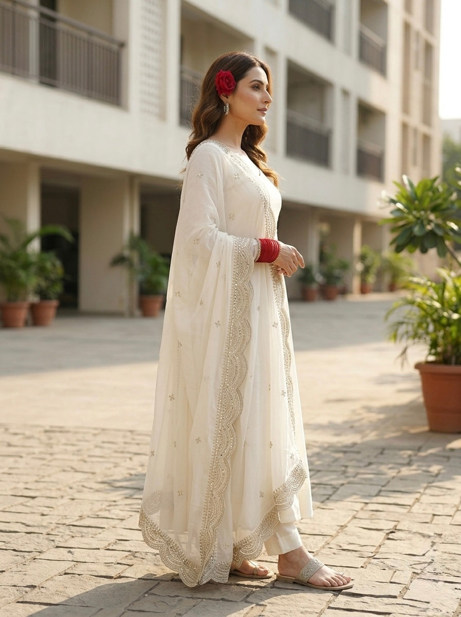 Classic Maroon Chanderi Silk Kurta Set with Embroidered Dupatta | Wedding & Festive Wear for Women