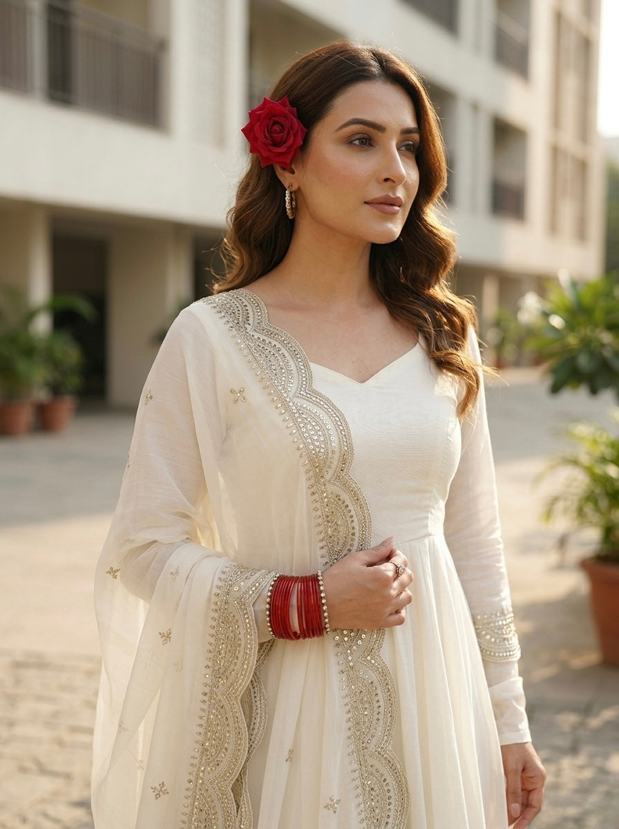 Classic Maroon Chanderi Silk Kurta Set with Embroidered Dupatta | Wedding & Festive Wear for Women