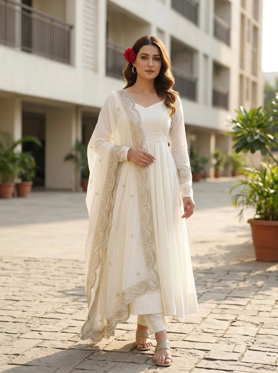 Classic Maroon Chanderi Silk Kurta Set with Embroidered Dupatta | Wedding & Festive Wear for Women