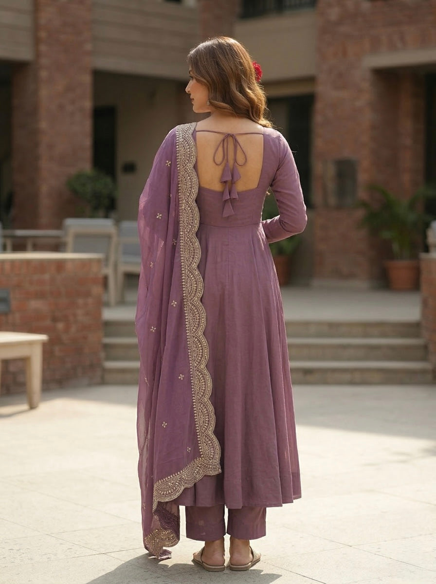 Classic Maroon Chanderi Silk Kurta Set with Embroidered Dupatta | Wedding & Festive Wear for Women