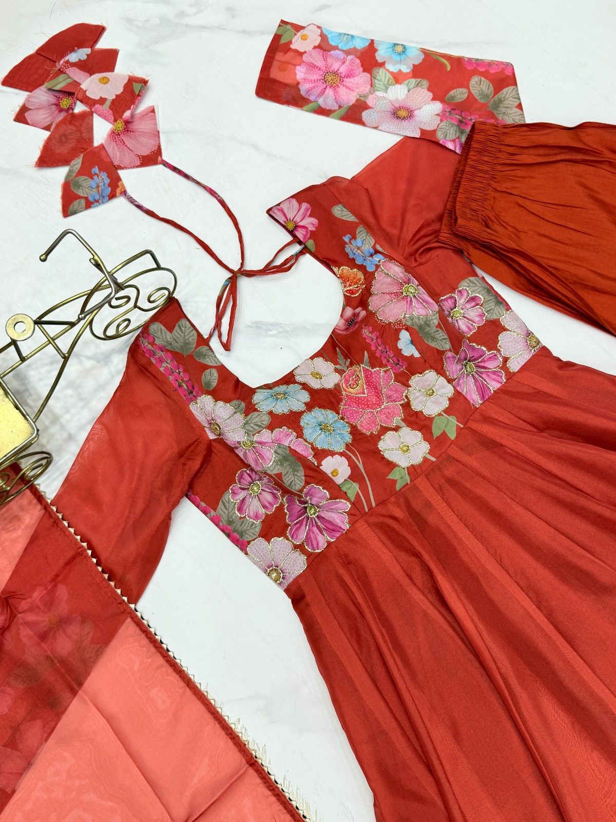 Floral Organza Silk Kurta Set for Women | Premium Party Wear 3 Piece Designer Suit