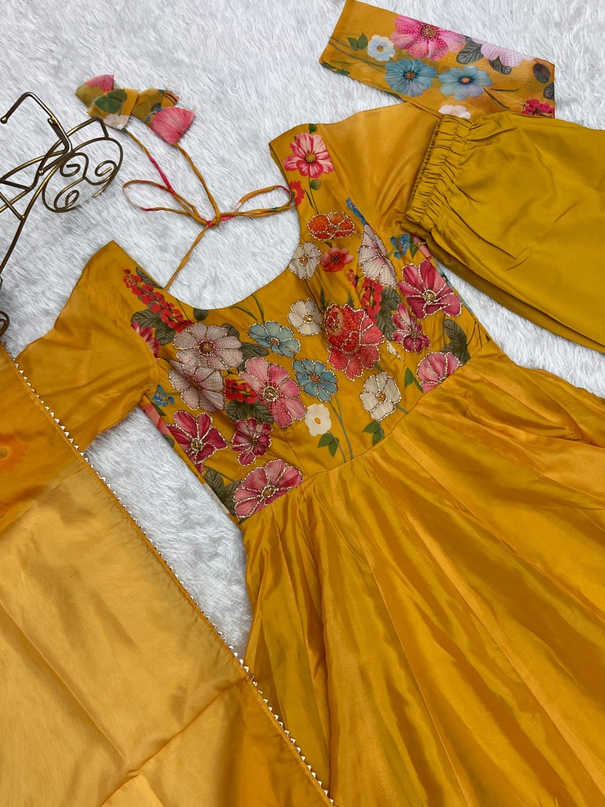 Floral Organza Silk Kurta Set for Women | Premium Party Wear 3 Piece Designer Suit