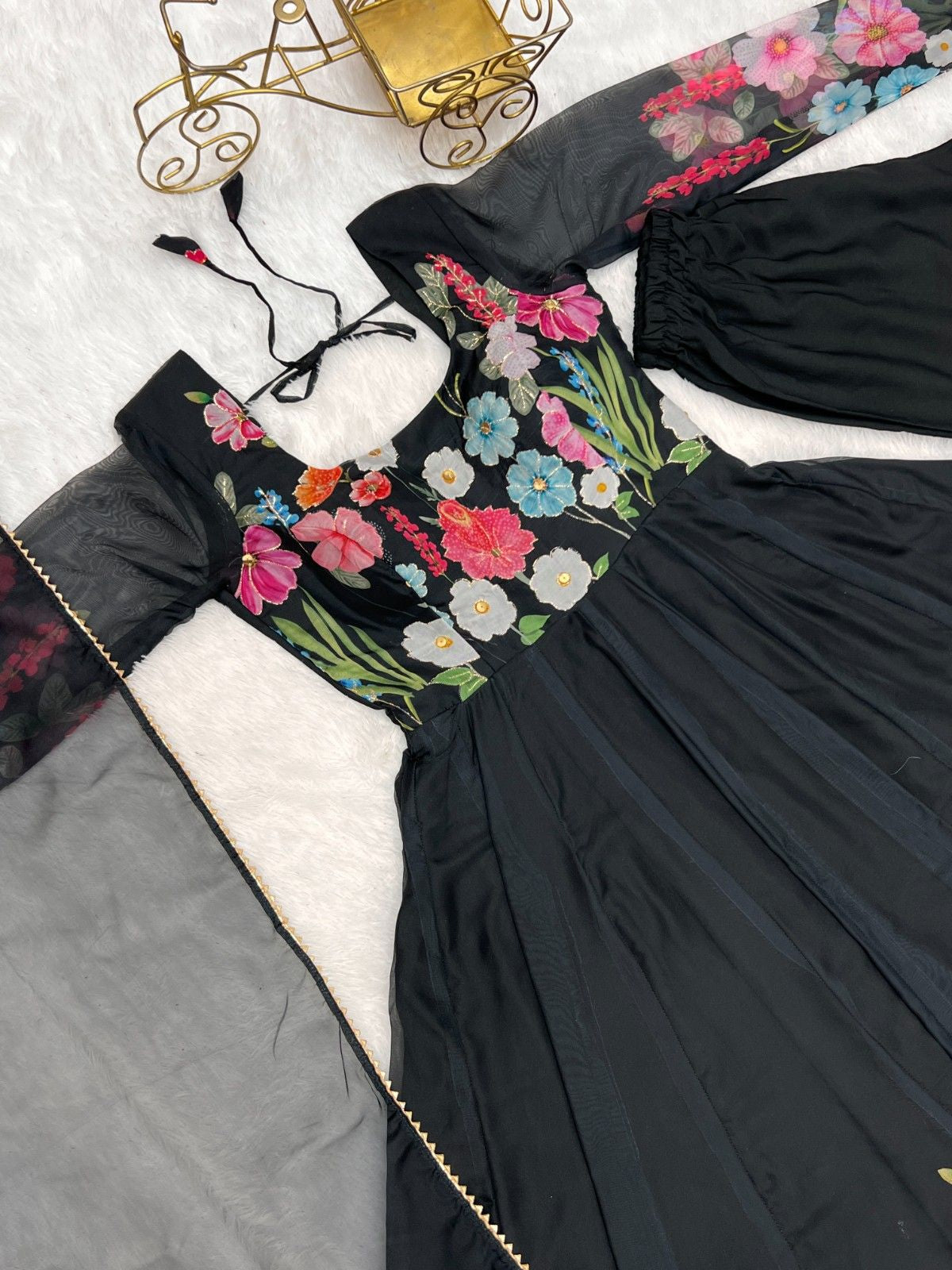 Floral Organza Silk Kurta Set for Women | Premium Party Wear 3 Piece Designer Suit