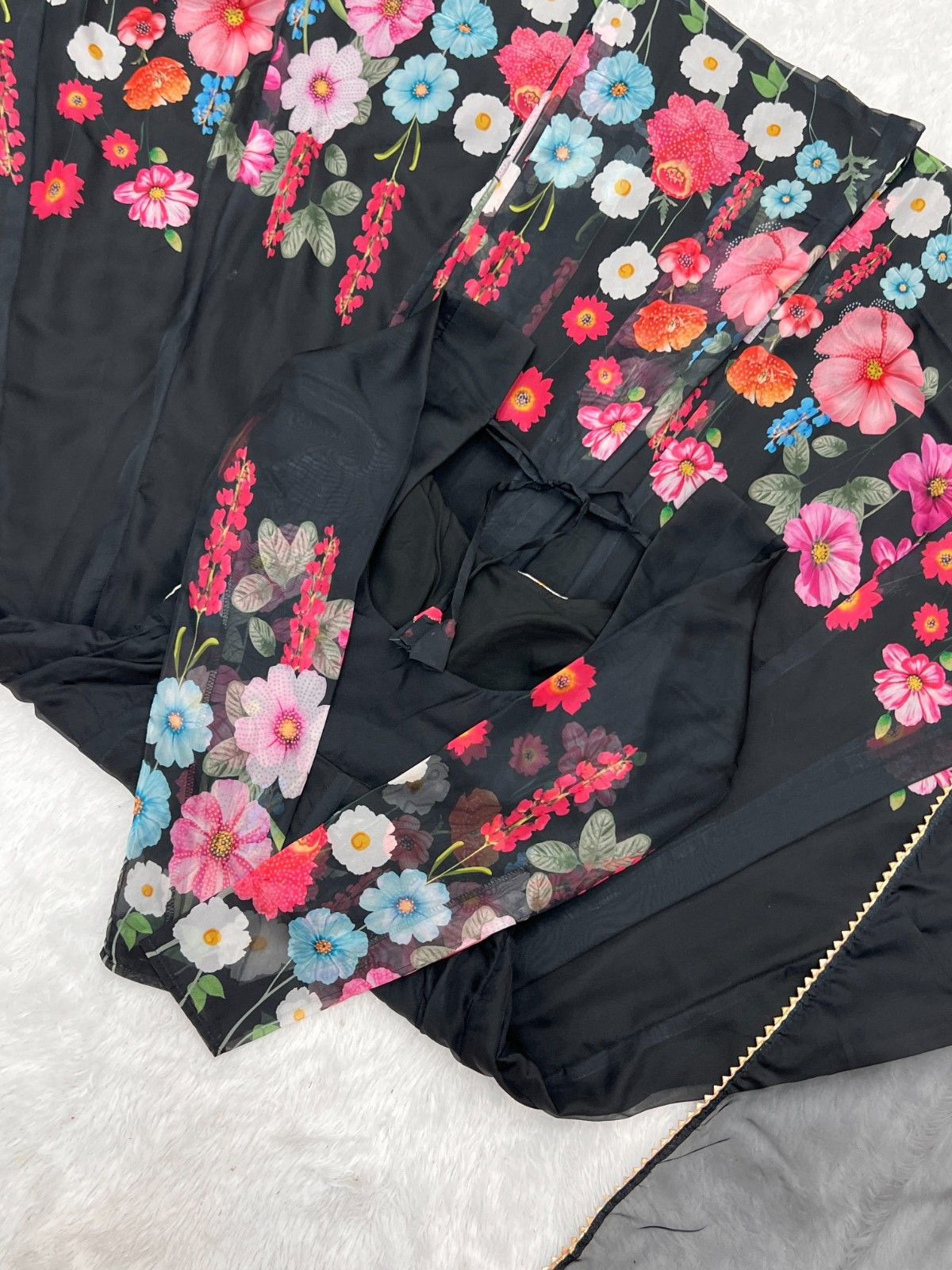 Floral Organza Silk Kurta Set for Women | Premium Party Wear 3 Piece Designer Suit