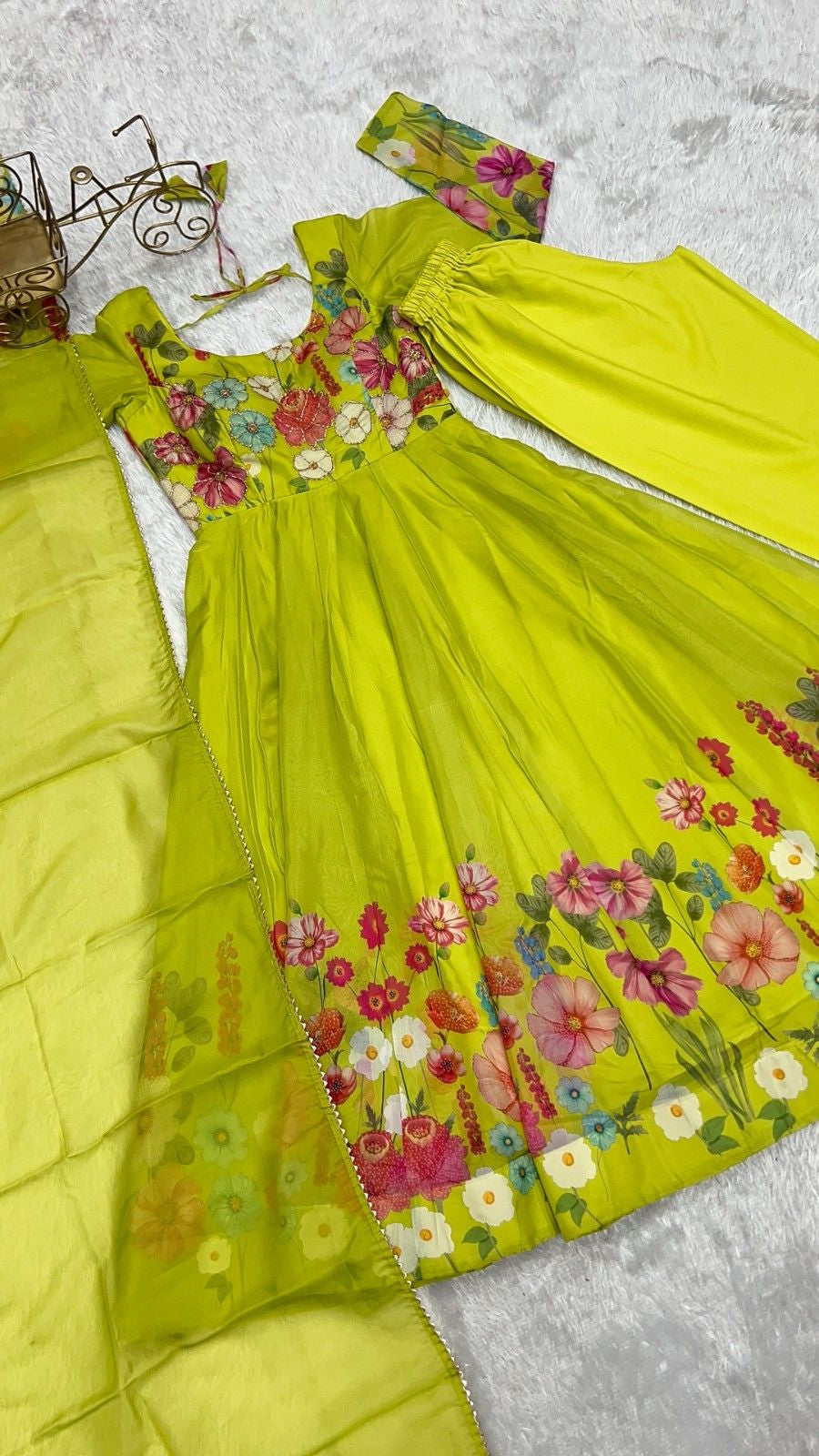 Floral Organza Silk Kurta Set for Women | Premium Party Wear 3 Piece Designer Suit