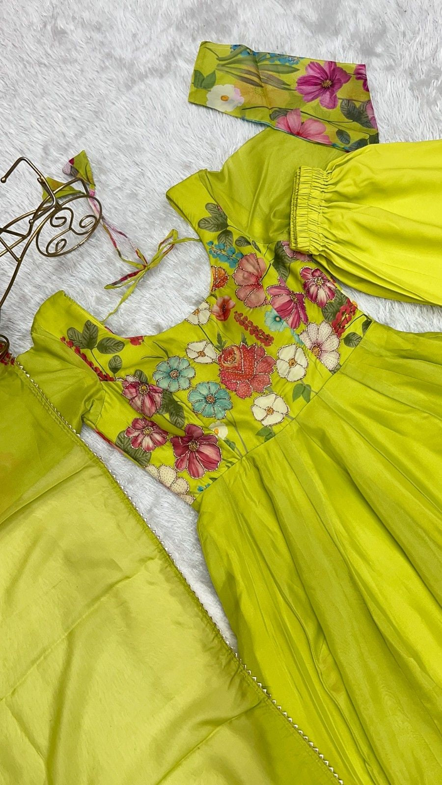 Floral Organza Silk Kurta Set for Women | Premium Party Wear 3 Piece Designer Suit