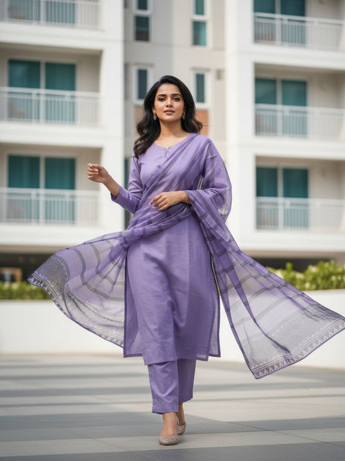 3 Piece Kurta Set for Women with Printed Dupatta | Elegant Straight Kurti Pant Set | Office Wear, Festive Wear & Daily Wear Ethnic Suit