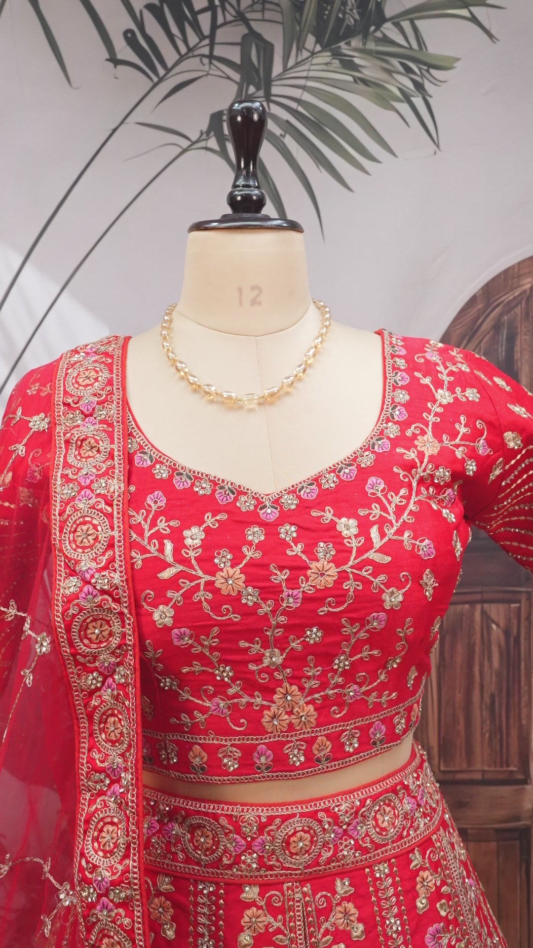 Red Bridal Embroidered Lehenga Choli with Net Dupatta – Traditional Wedding Wear
