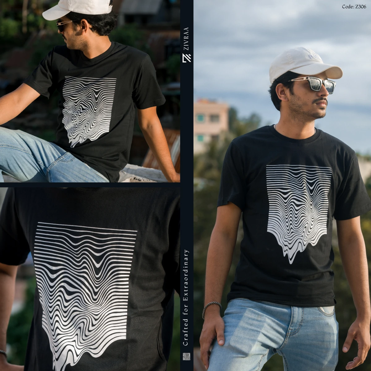 Mens Premium Ring-Spun Printed T-shirt- Black 2