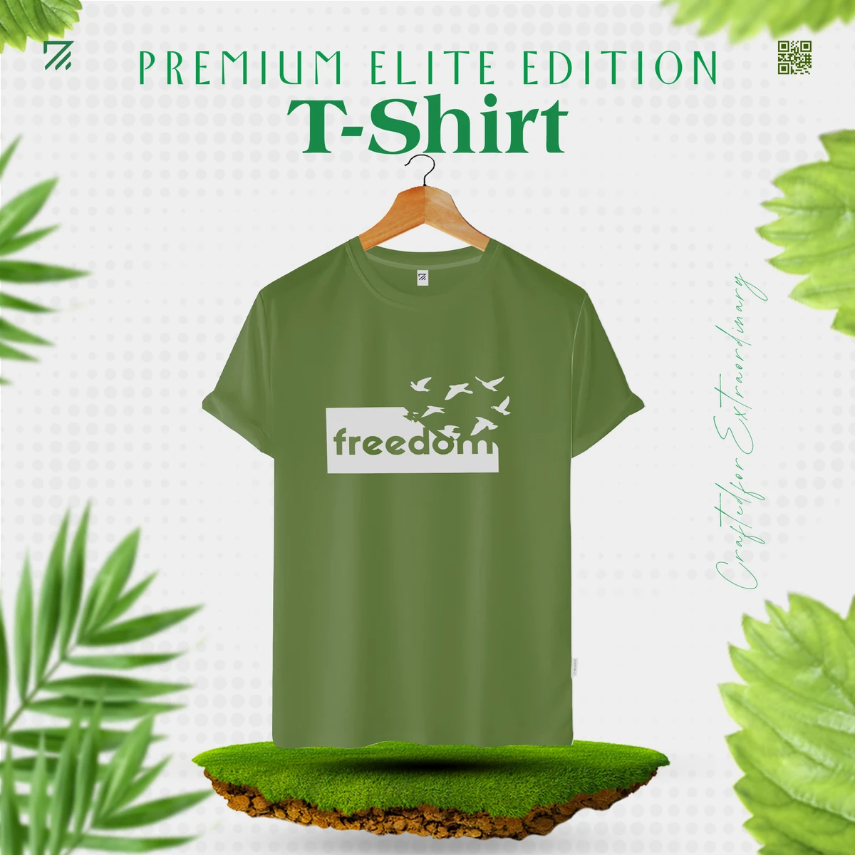 Mens Premium Printed T-shirt- Olive