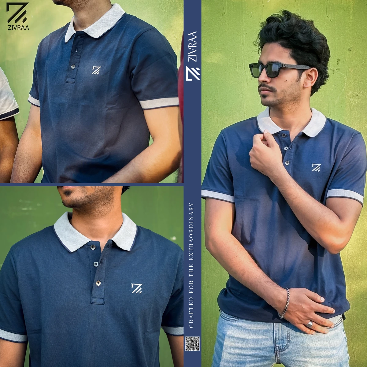 Single Jersey Knitted Cotton Polo - Navy 2