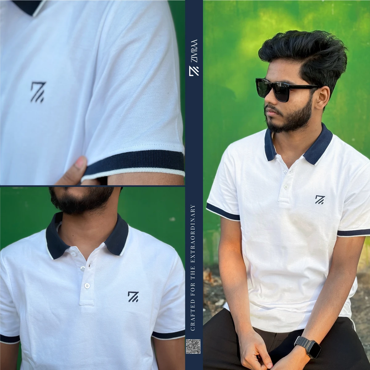 Premium Double PK Cotton Polo - White